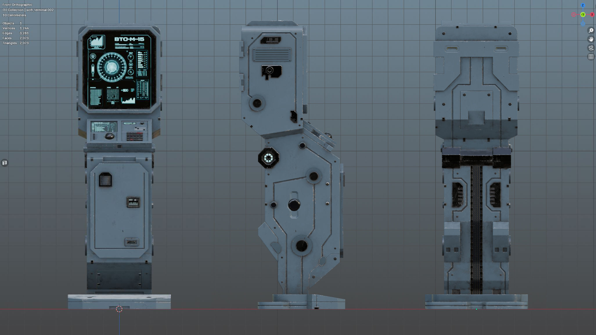Futuristic sci-fi control terminal Low-poly 3D model_21