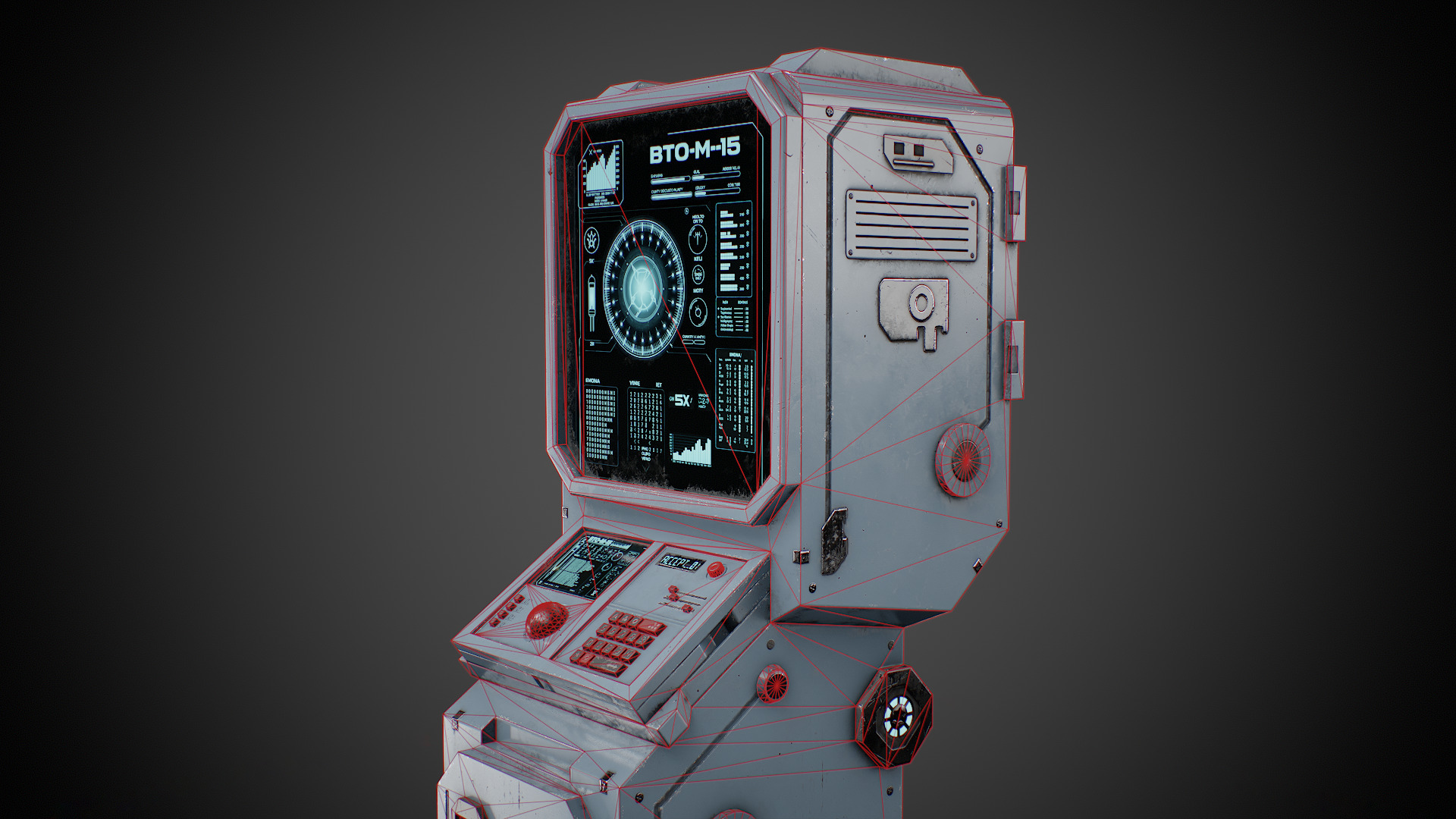 Futuristic sci-fi control terminal Low-poly 3D model_10