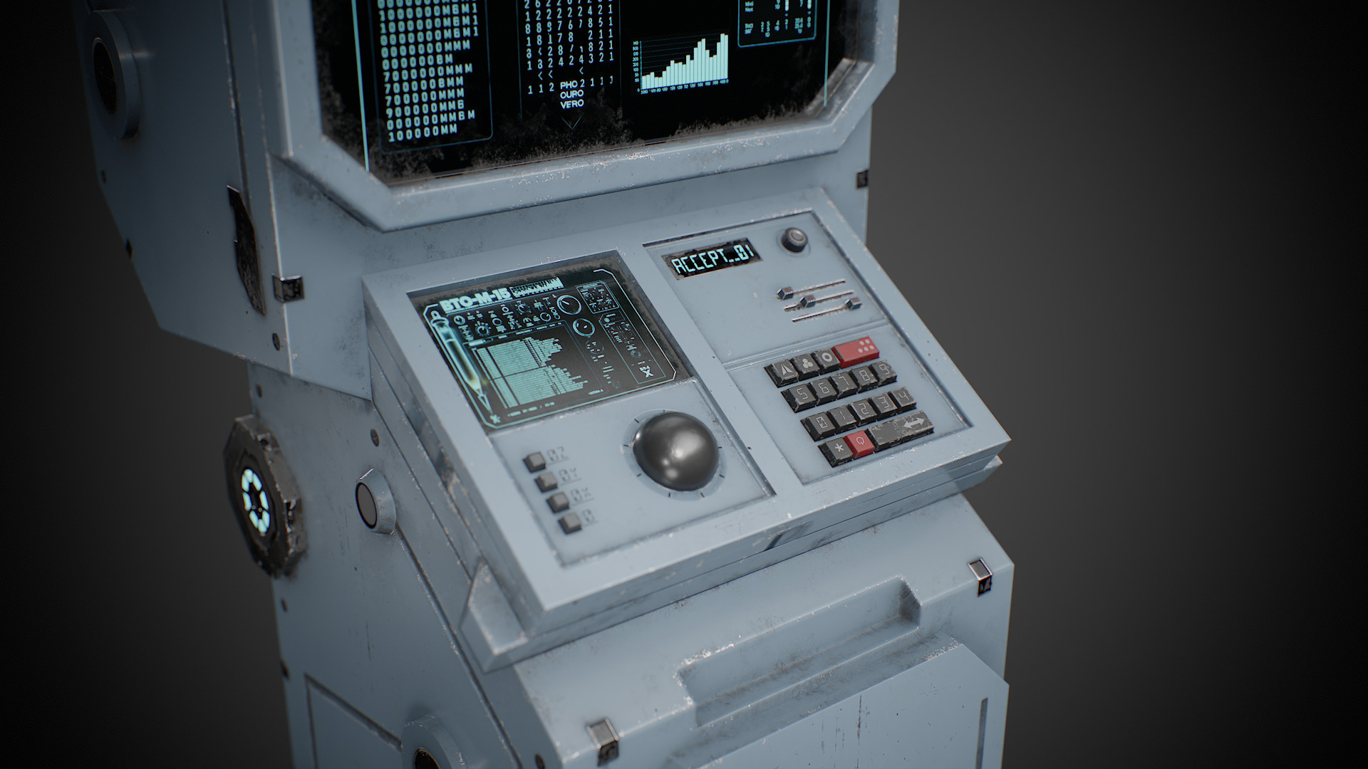 Futuristic sci-fi control terminal Low-poly 3D model_17