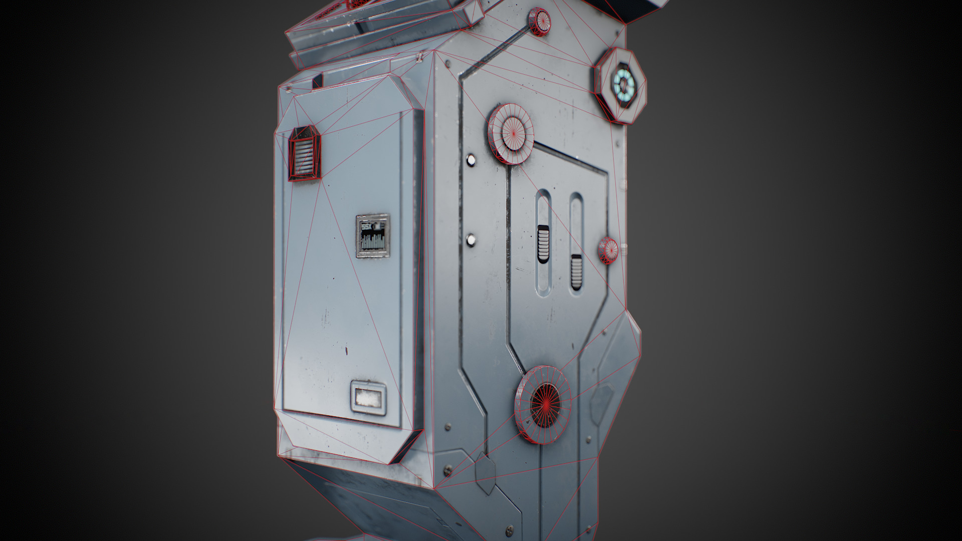 Futuristic sci-fi control terminal Low-poly 3D model_16