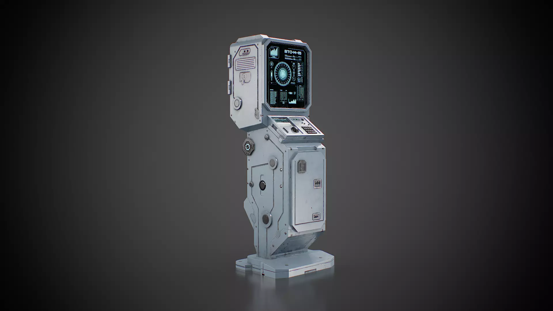 Futuristic sci-fi control terminal Low-poly 3D model_0