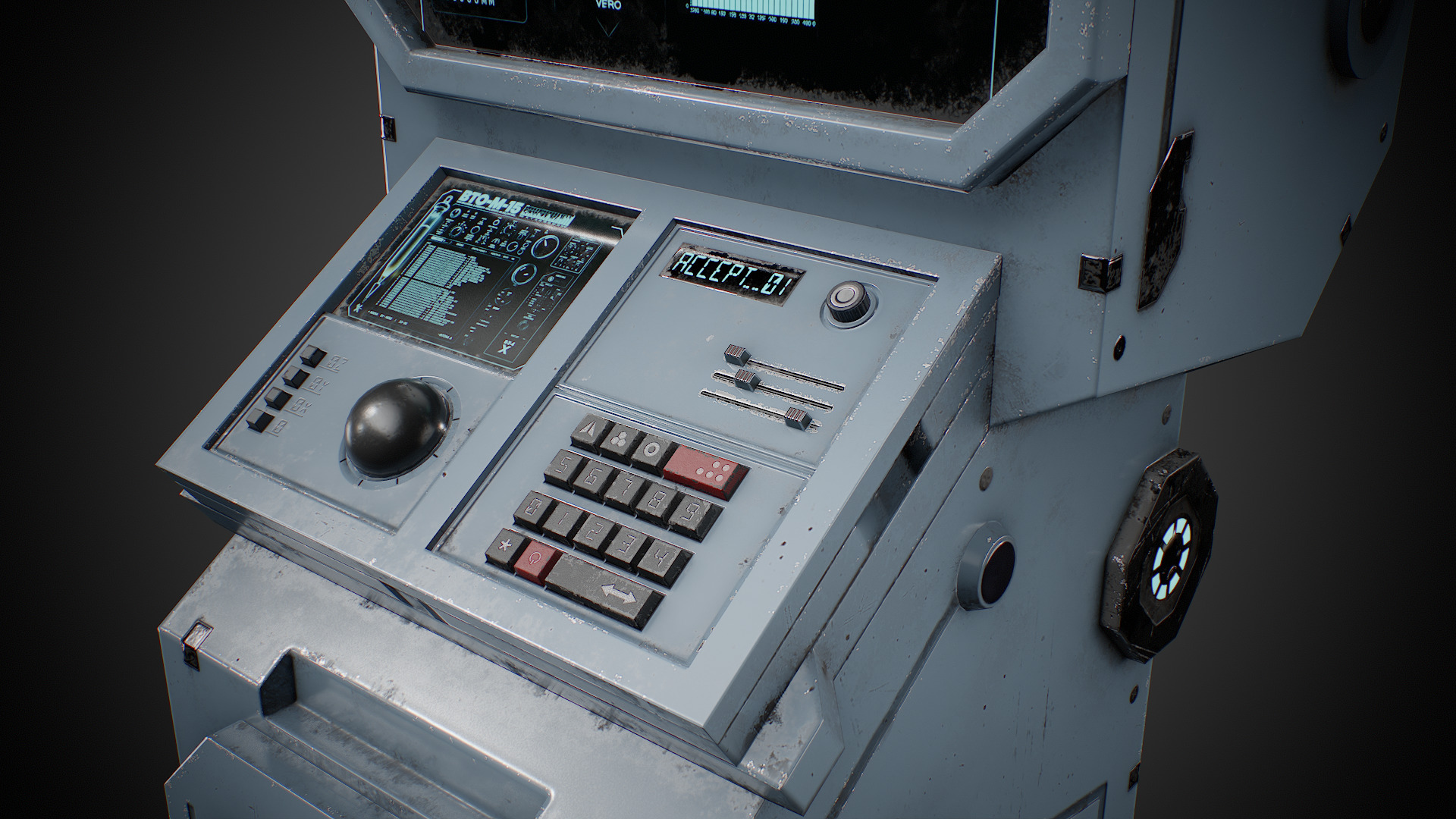 Futuristic sci-fi control terminal Low-poly 3D model_20