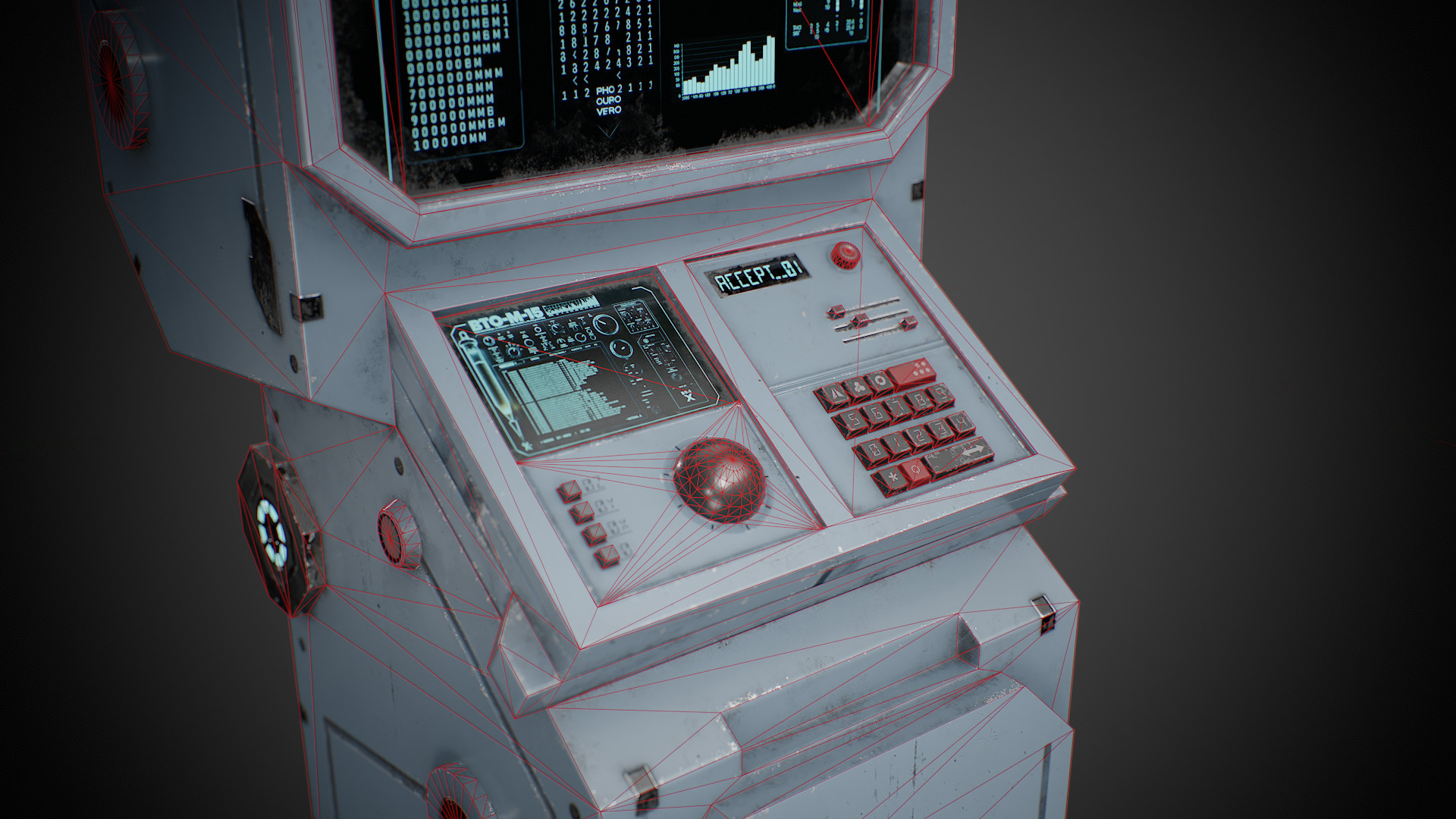 Futuristic sci-fi control terminal Low-poly 3D model_18