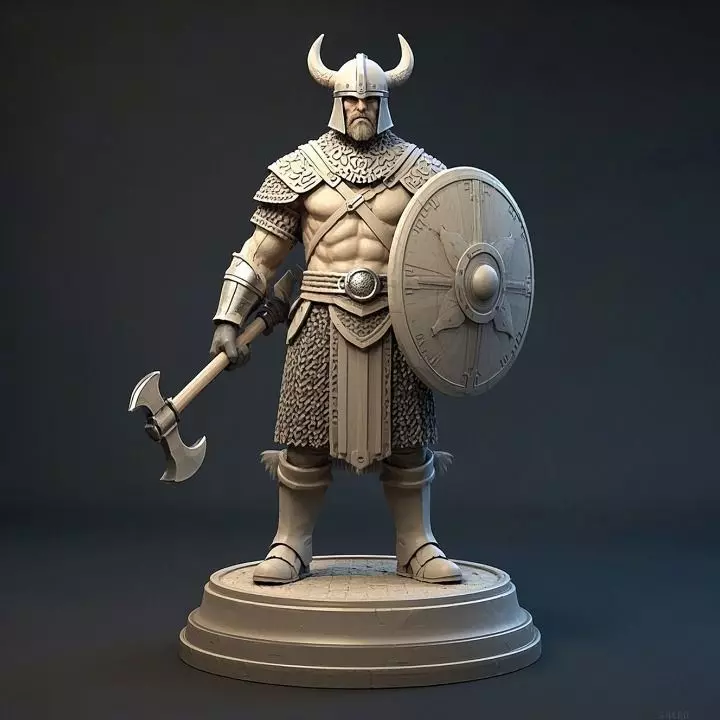 1534Color 3D Model of a Viking Warrior in Full Armor 3D print model_0