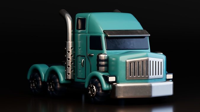 Low Poly Cartoon Trailer Trucks Low-poly 3D model 7