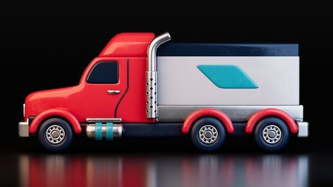 Low Poly Cartoon Trailer Trucks Low-poly 3D model 5