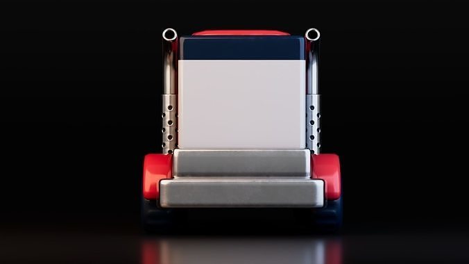 Low Poly Cartoon Trailer Trucks Low-poly 3D model 6