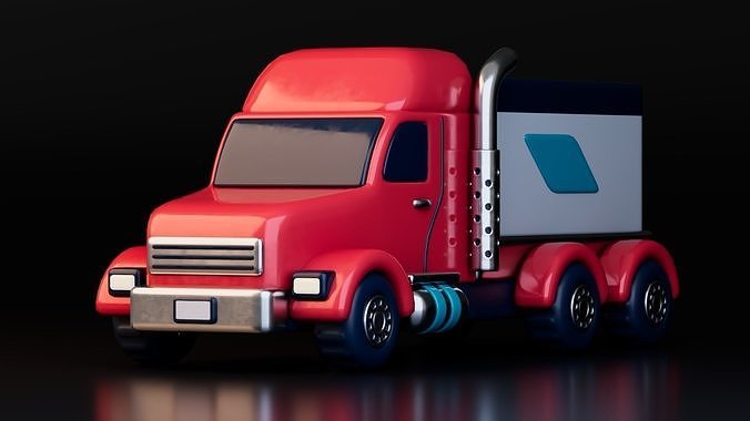 Low Poly Cartoon Trailer Trucks Low-poly 3D model 3