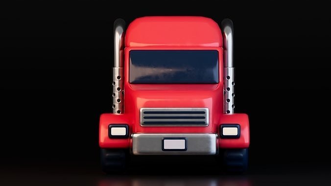 Low Poly Cartoon Trailer Trucks Low-poly 3D model 4