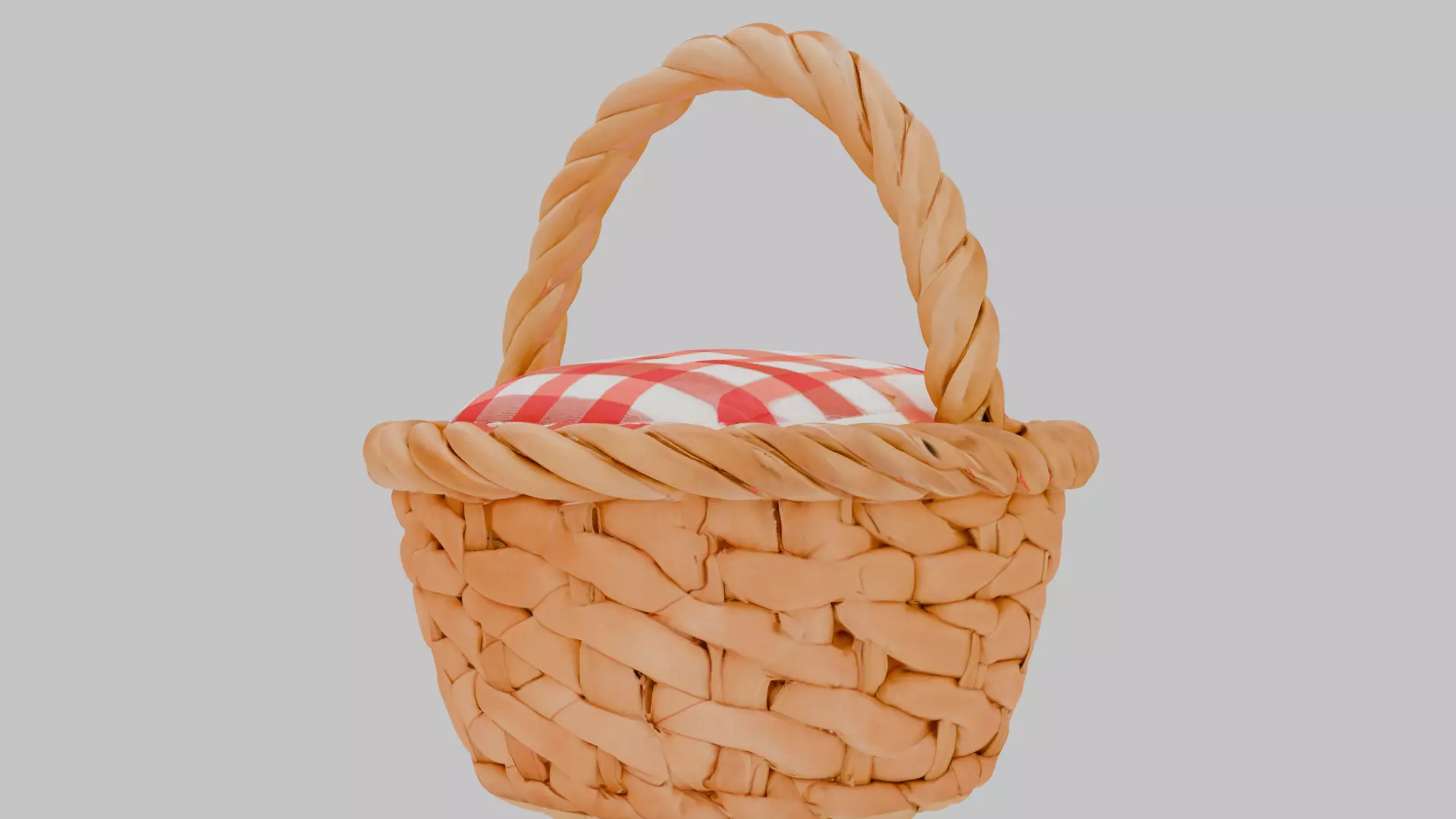 Cute Wicker Picnic Basket 3D Model Low-poly 3D model_7