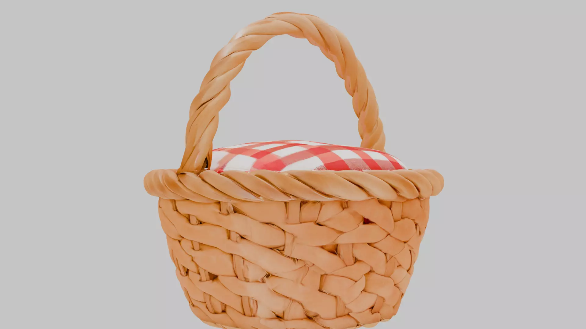 Cute Wicker Picnic Basket 3D Model Low-poly 3D model_1
