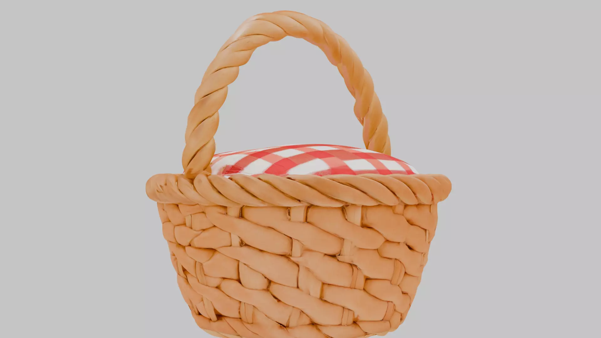 Cute Wicker Picnic Basket 3D Model Low-poly 3D model_5