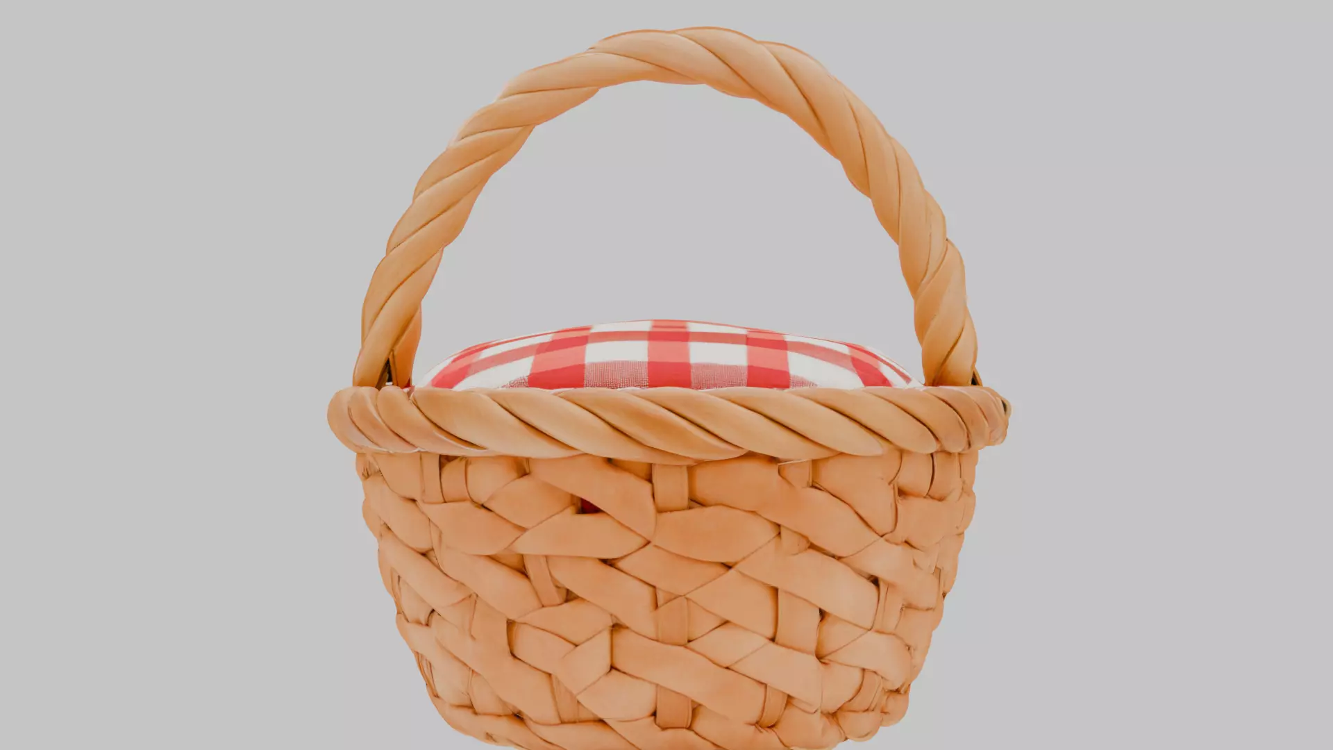 Cute Wicker Picnic Basket 3D Model Low-poly 3D model_0