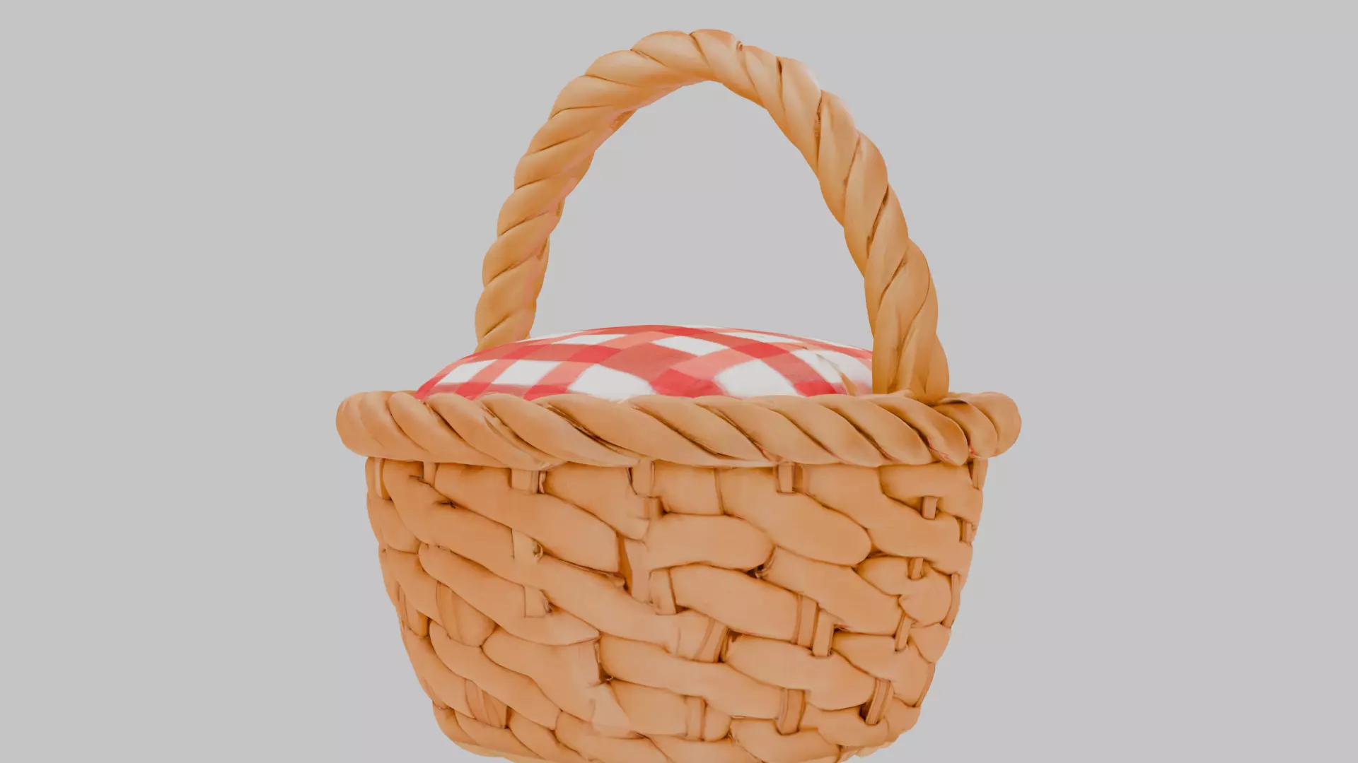 Cute Wicker Picnic Basket 3D Model Low-poly 3D model_3