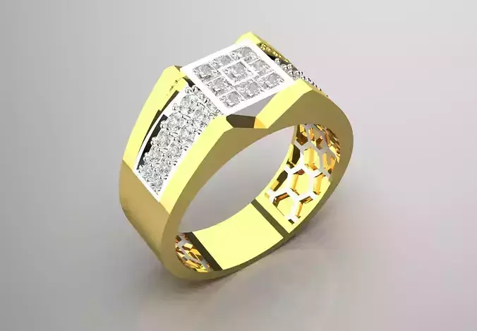 Two-tone Man ring with diamond model mr0227