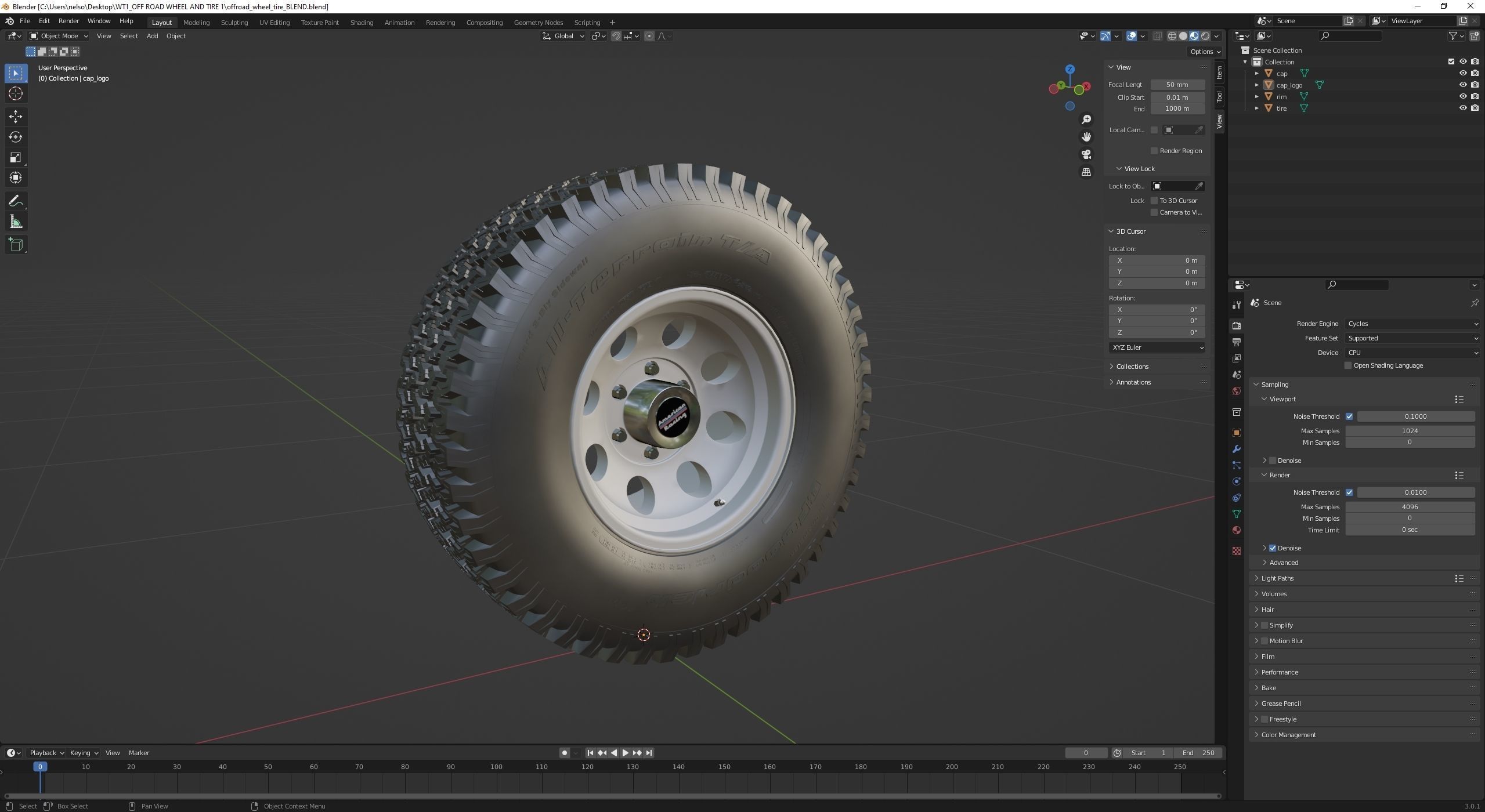 OFF ROAD WHEEL AND TIRE 3D model_7