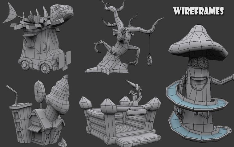 Cartoon Amusement Park Low-poly 3D model_10