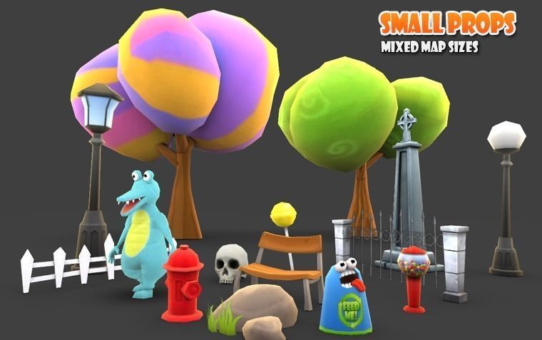 Cartoon Amusement Park Low-poly 3D model_4