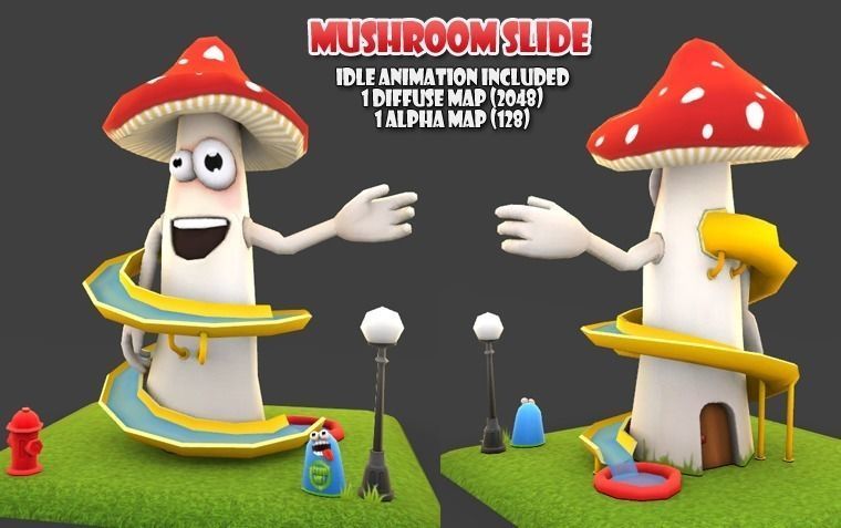 Cartoon Amusement Park Low-poly 3D model_3