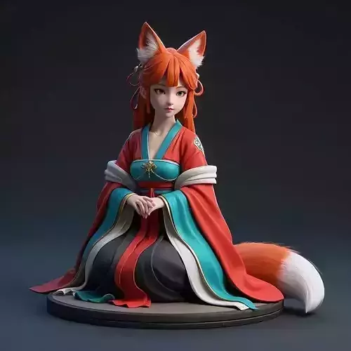 1538COLORFUL Fox Spirit Woman in Pu Song Ling Style