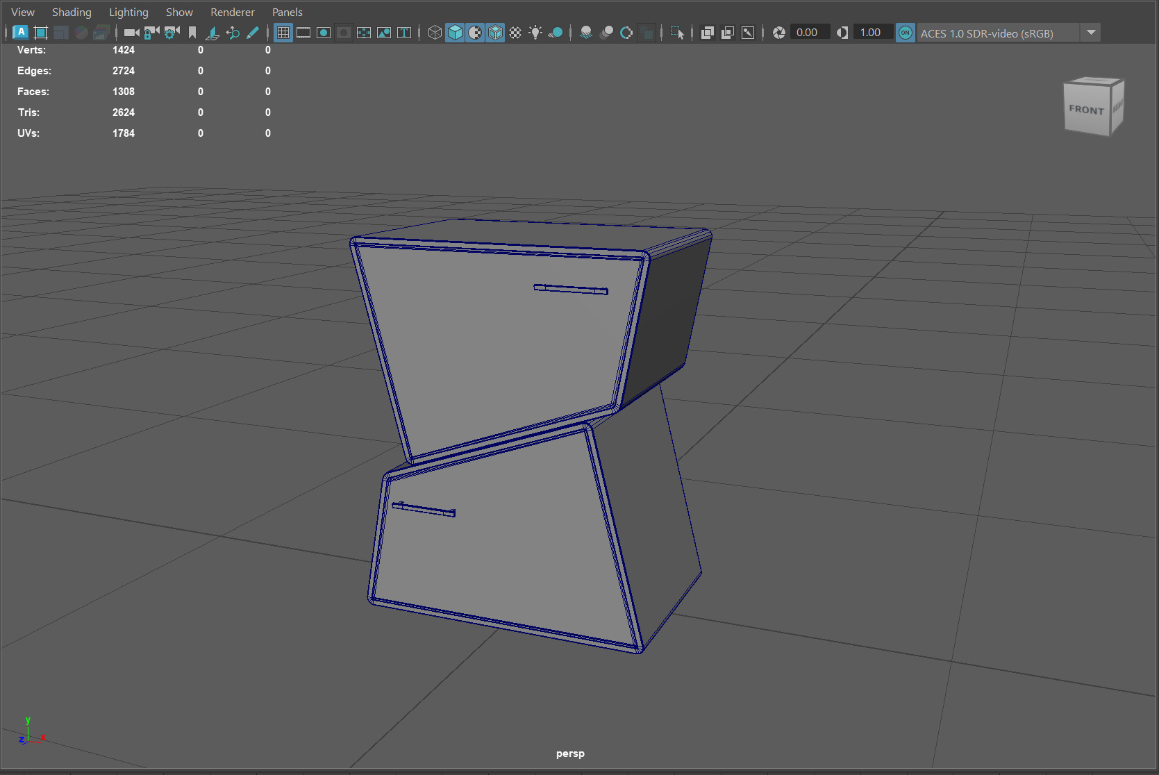 Modern Twisted Wooden Drawer  Stylish Asymmetric Cabinet  Low-poly 3D model_2