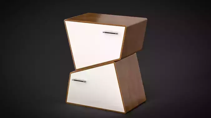 Modern Twisted Wooden Drawer  Stylish Asymmetric Cabinet 