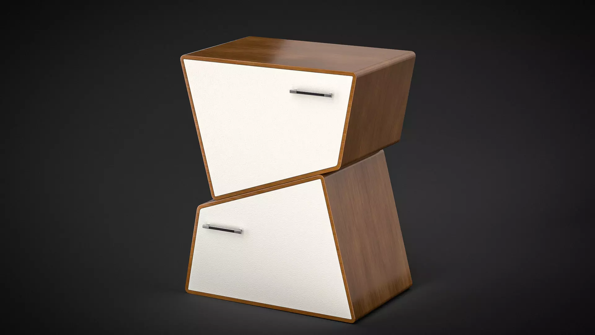 Modern Twisted Wooden Drawer  Stylish Asymmetric Cabinet  Low-poly 3D model_0