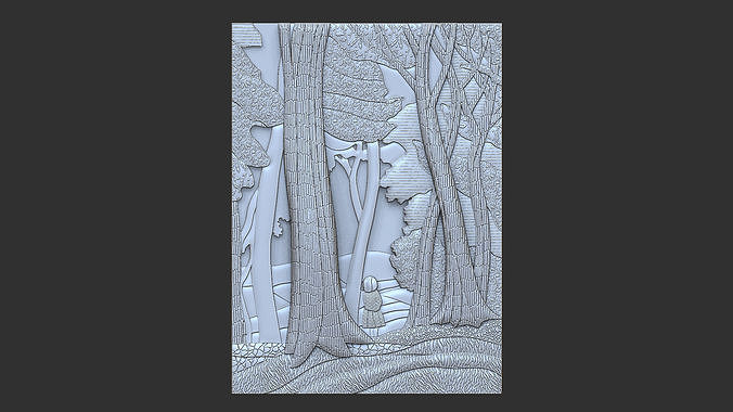 abstract hill art deco drawing girl  3D print model