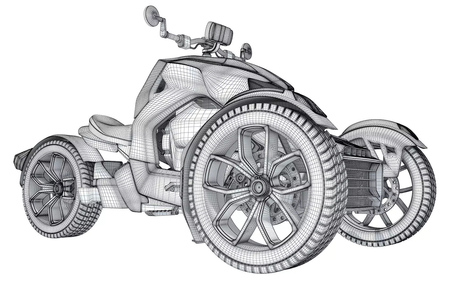 3 Wheel Motorcycle 3D model_16