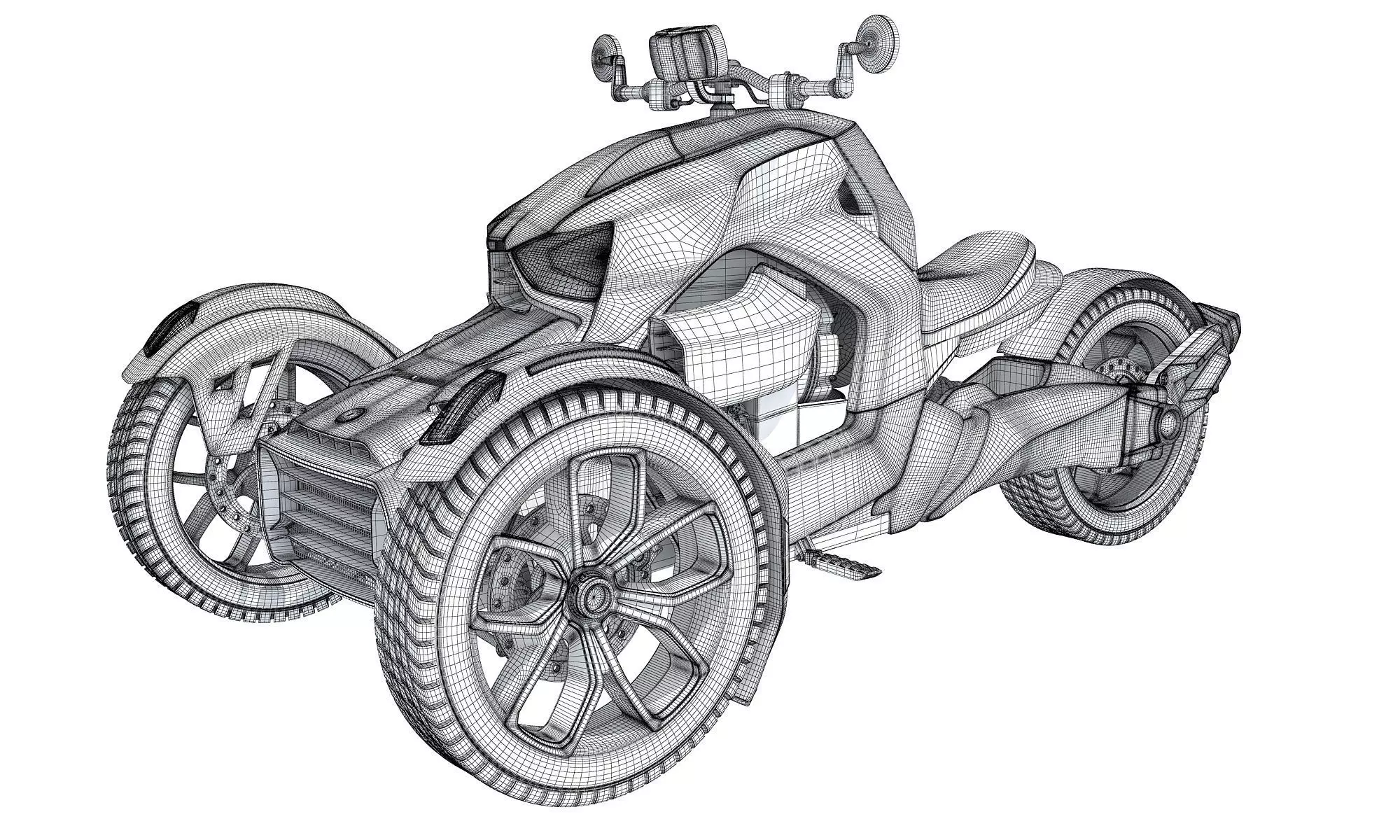 3 Wheel Motorcycle 3D model_13