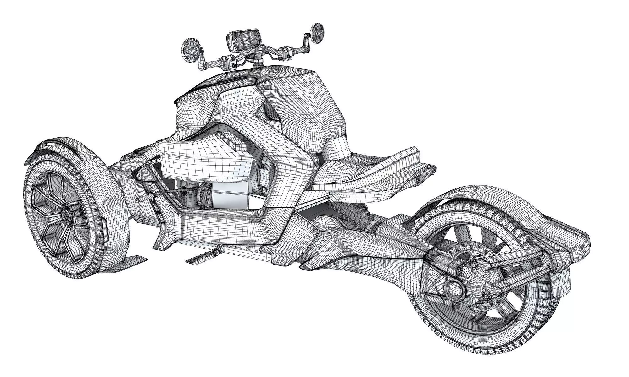 3 Wheel Motorcycle 3D model_14