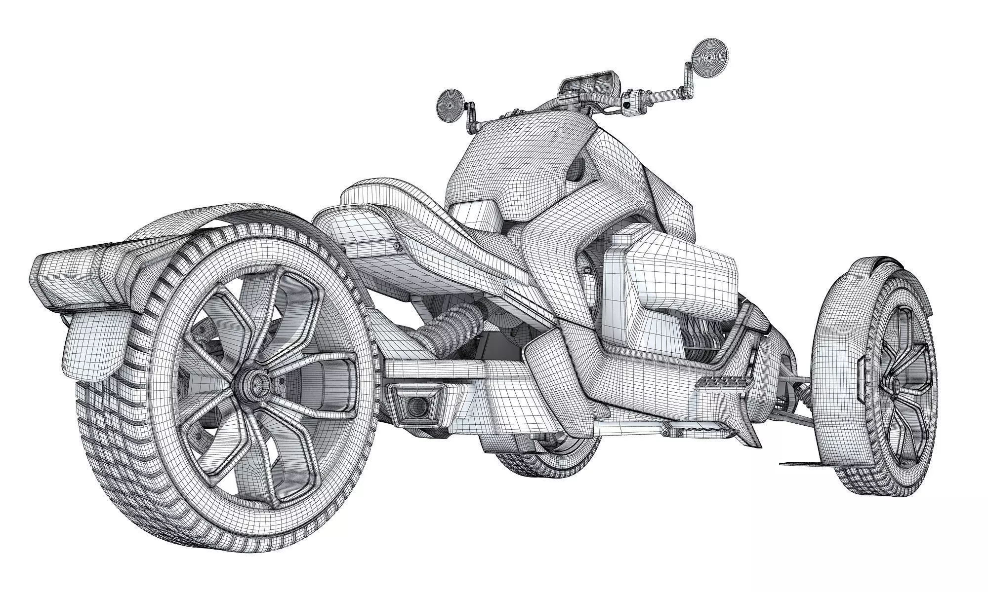3 Wheel Motorcycle 3D model_15