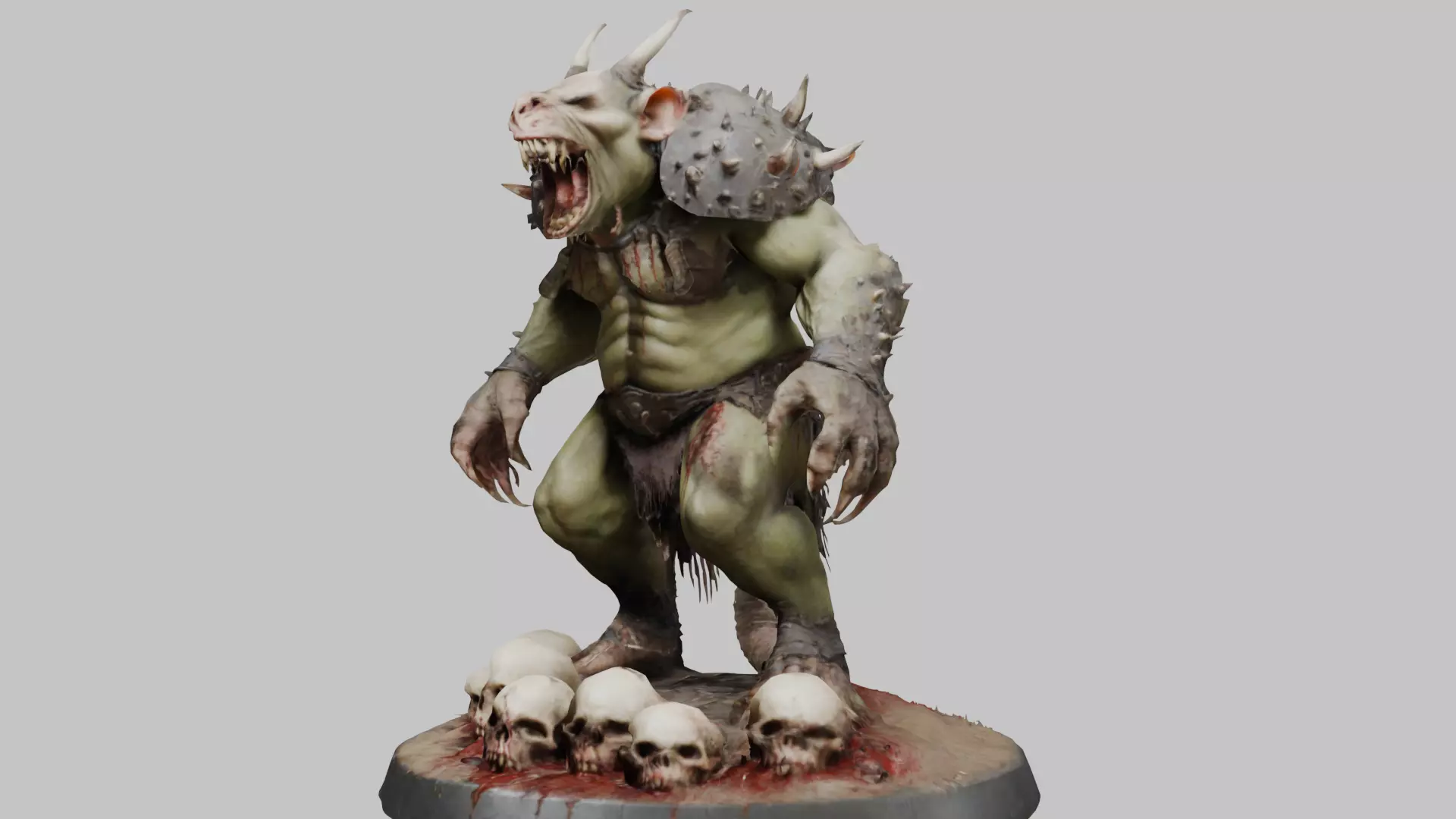 Hulking Monster Creature Low-poly 3D model_7