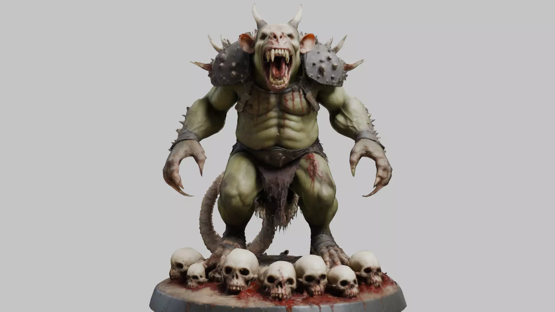 Hulking Monster Creature Low-poly 3D model_0