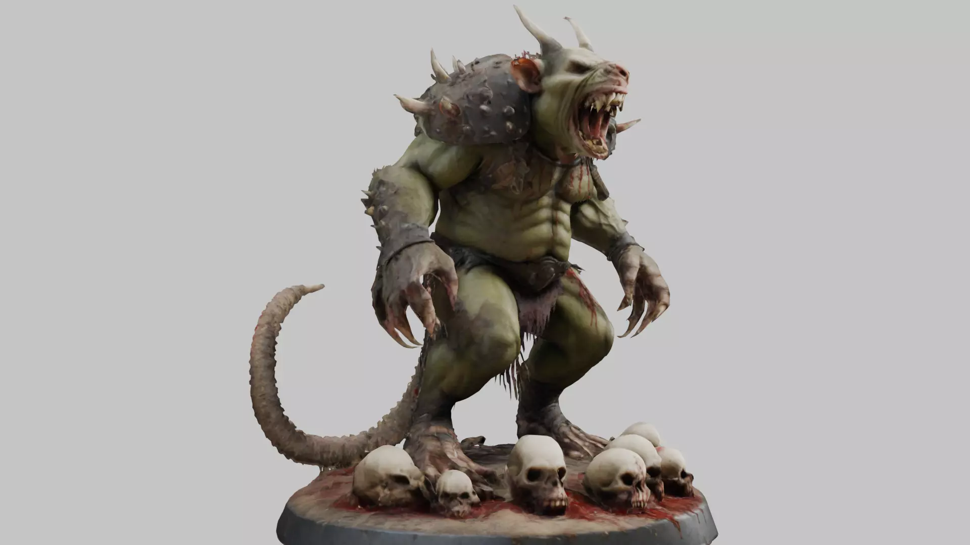 Hulking Monster Creature Low-poly 3D model_1