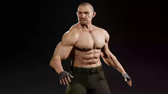 Steampunk Fighter B game character Low-poly 3D model