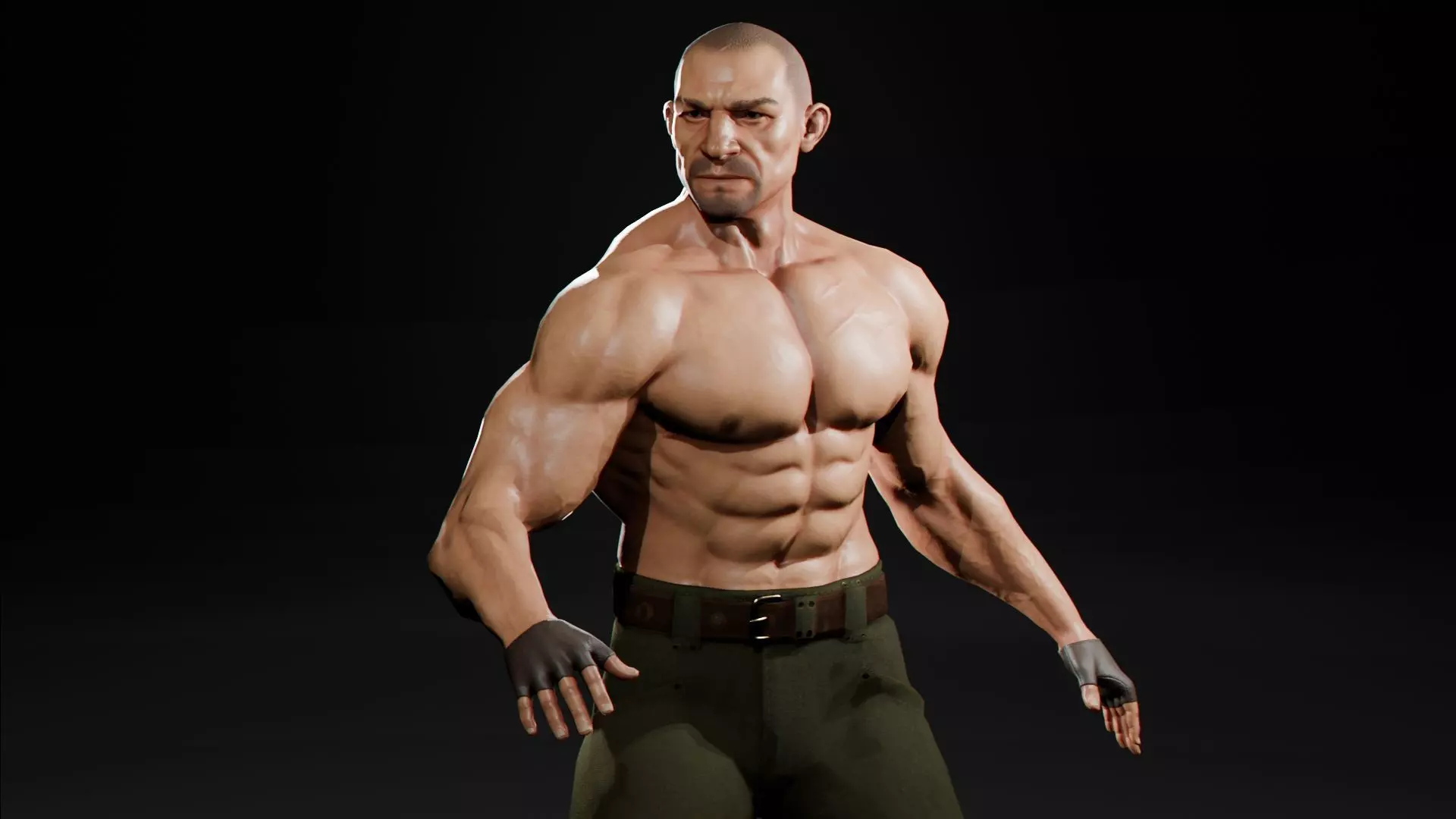 Steampunk Fighter B game character Low-poly 3D model_0