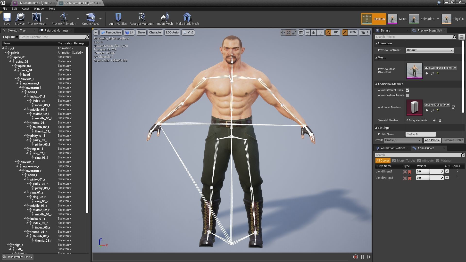 Steampunk Fighter B game character Low-poly 3D model_14