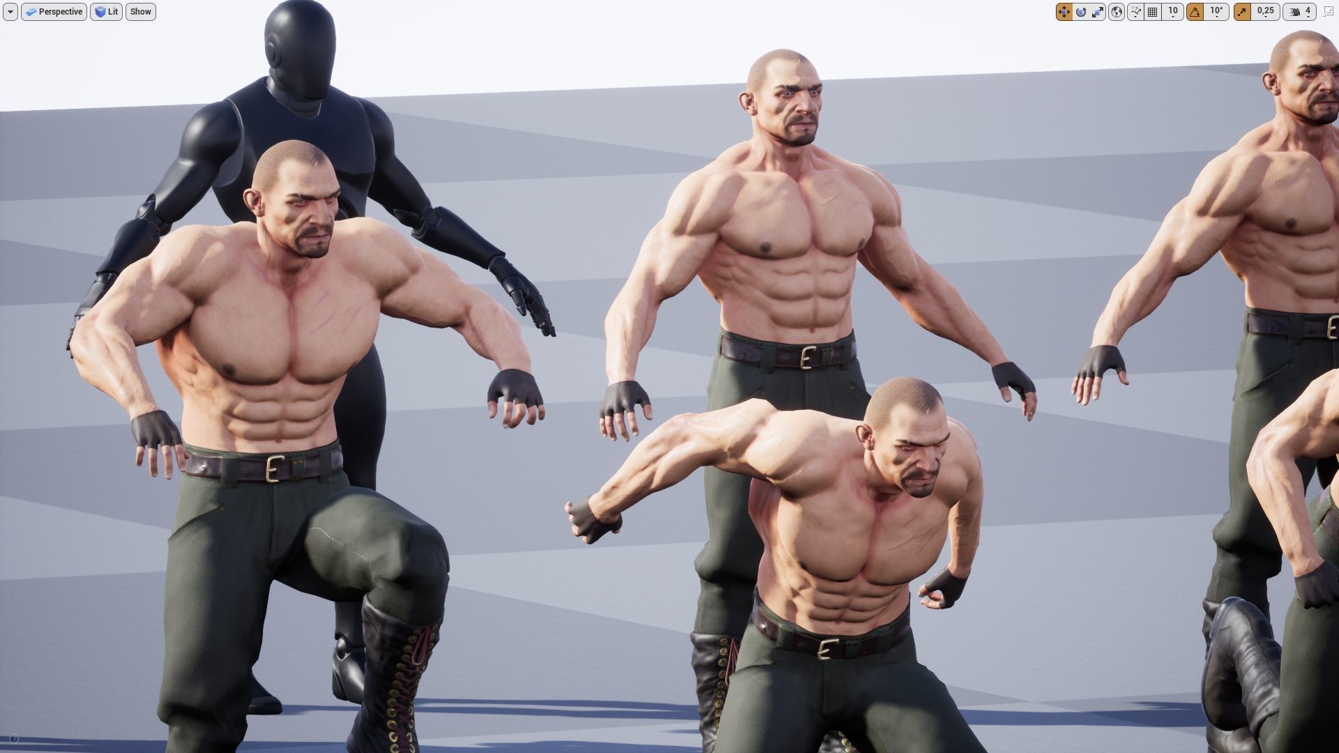 Steampunk Fighter B game character Low-poly 3D model_9