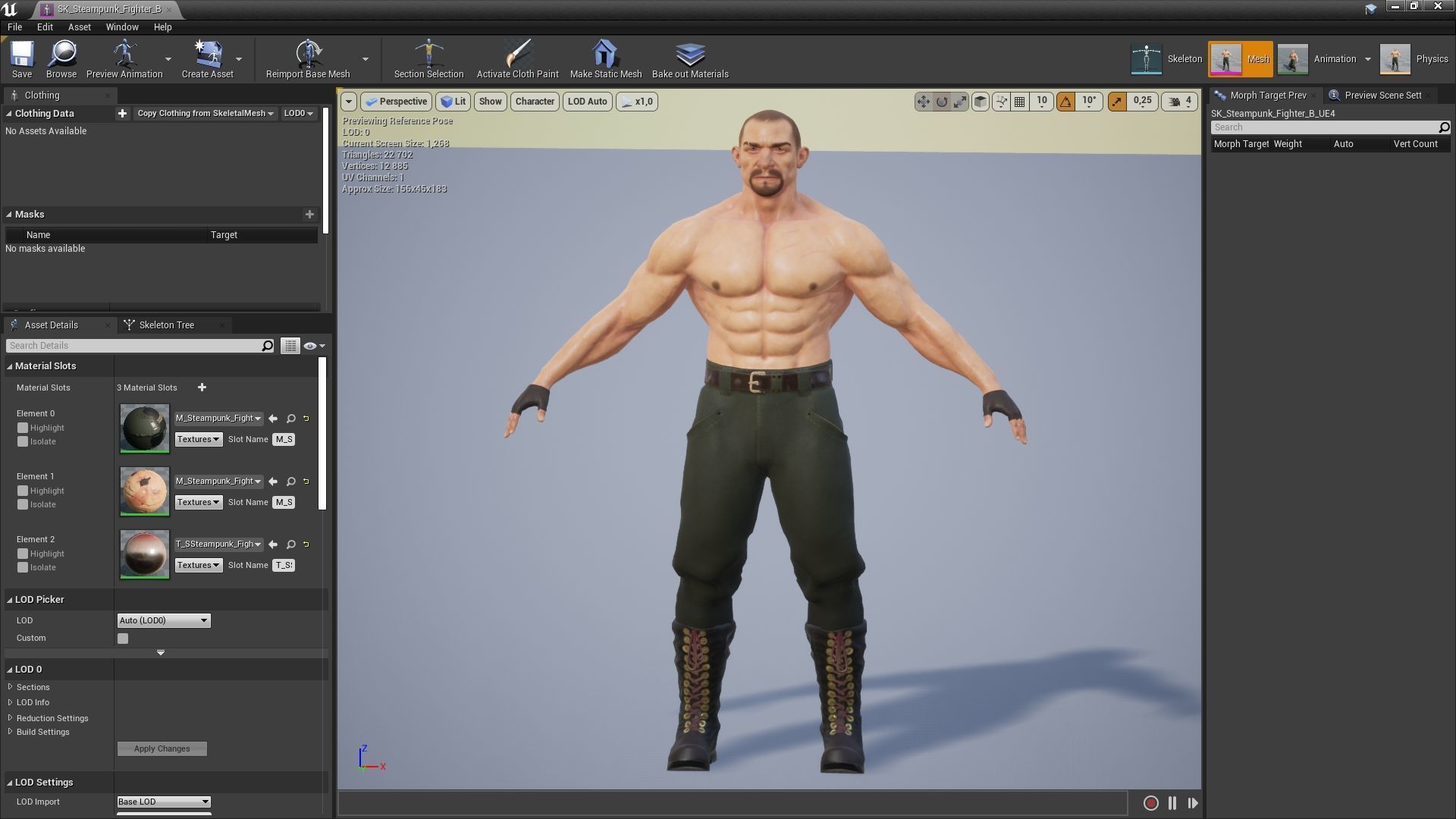Steampunk Fighter B game character Low-poly 3D model_12