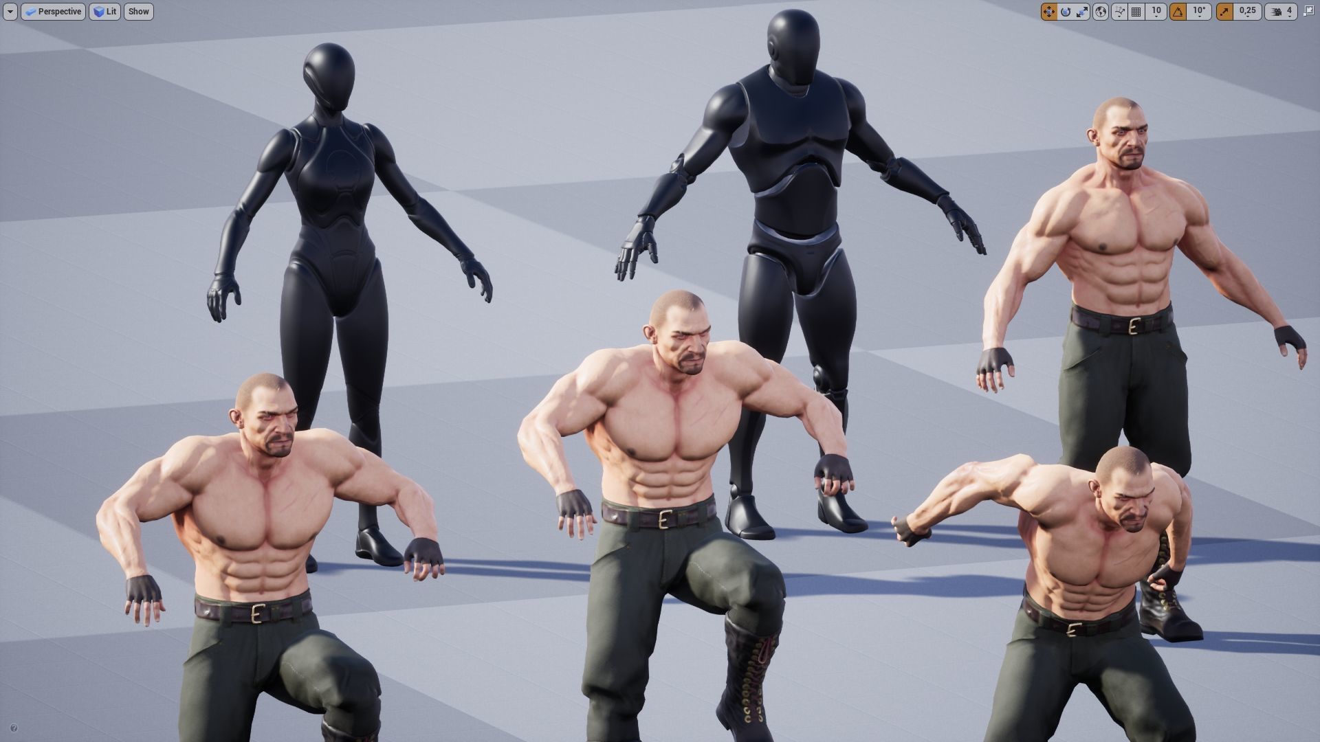 Steampunk Fighter B game character Low-poly 3D model_5