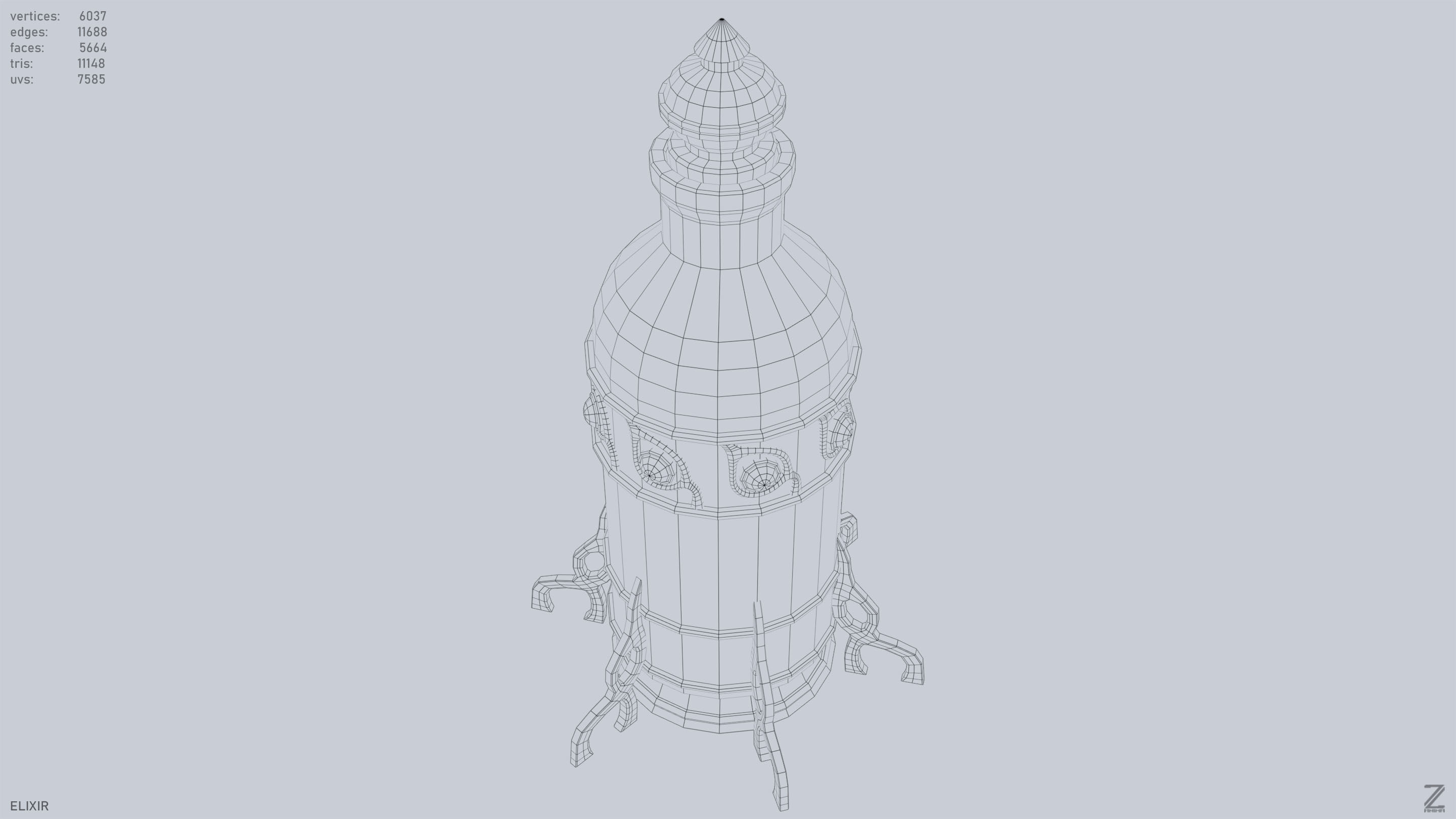 Elixir Low-poly 3D model_12