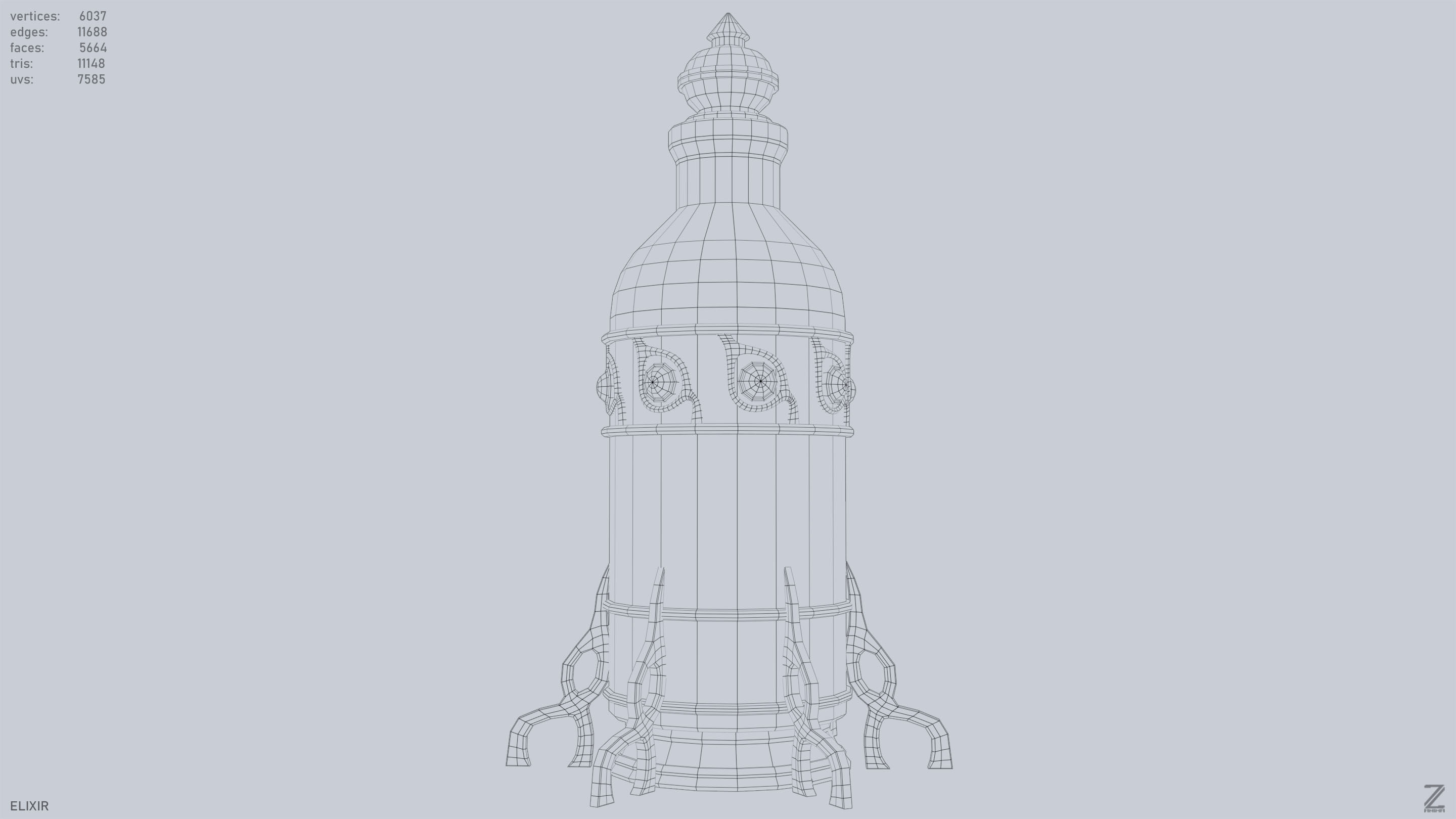 Elixir Low-poly 3D model_13