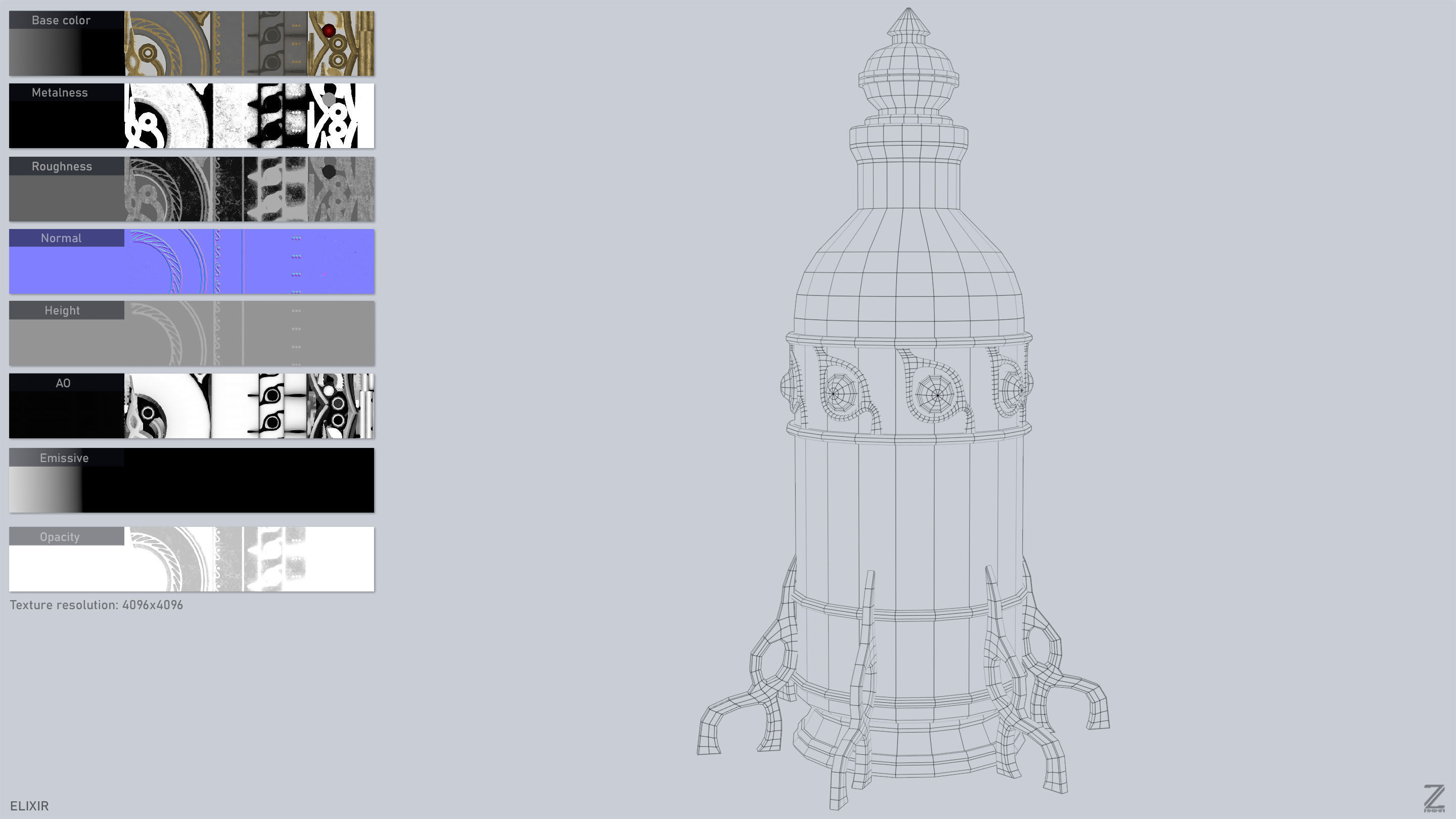 Elixir Low-poly 3D model_3