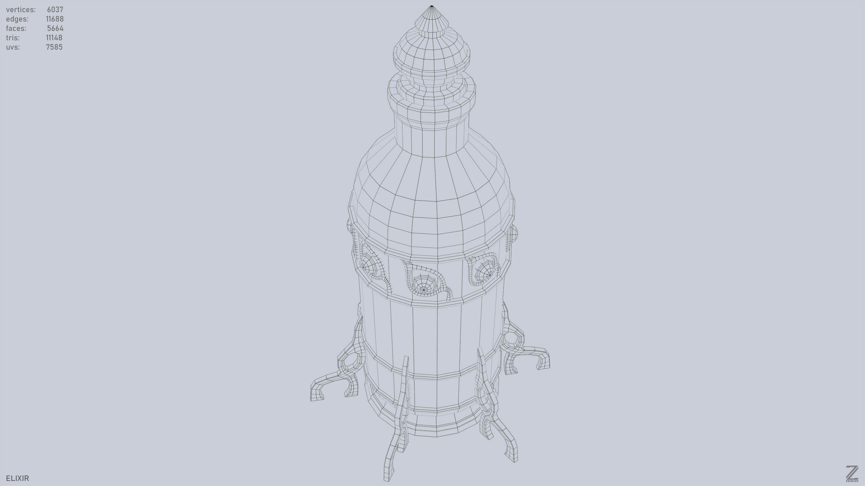 Elixir Low-poly 3D model_14