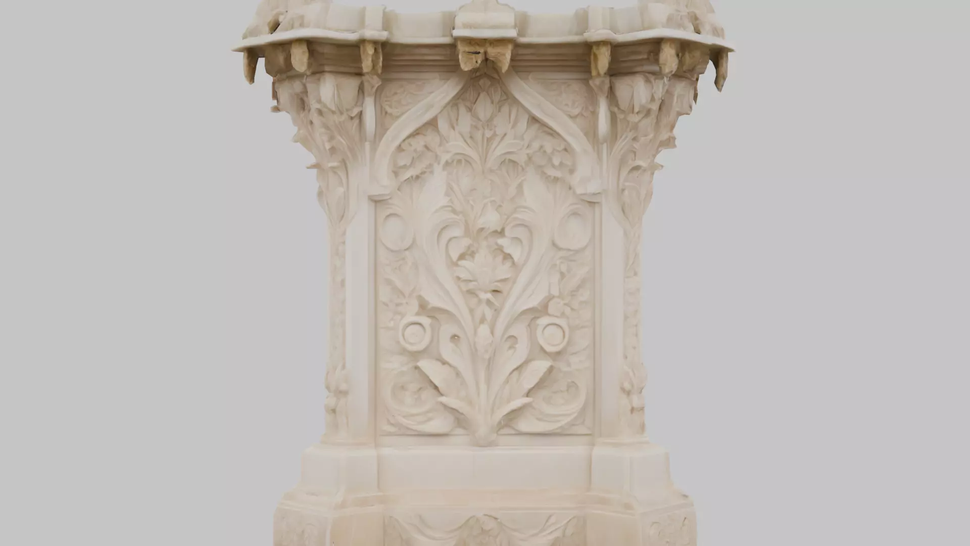 Large Ornate Wall Section Low-poly 3D model_2