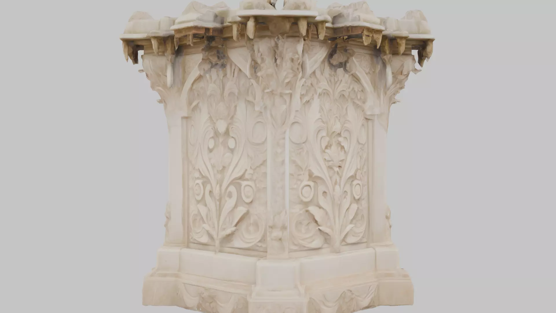 Large Ornate Wall Section Low-poly 3D model_3