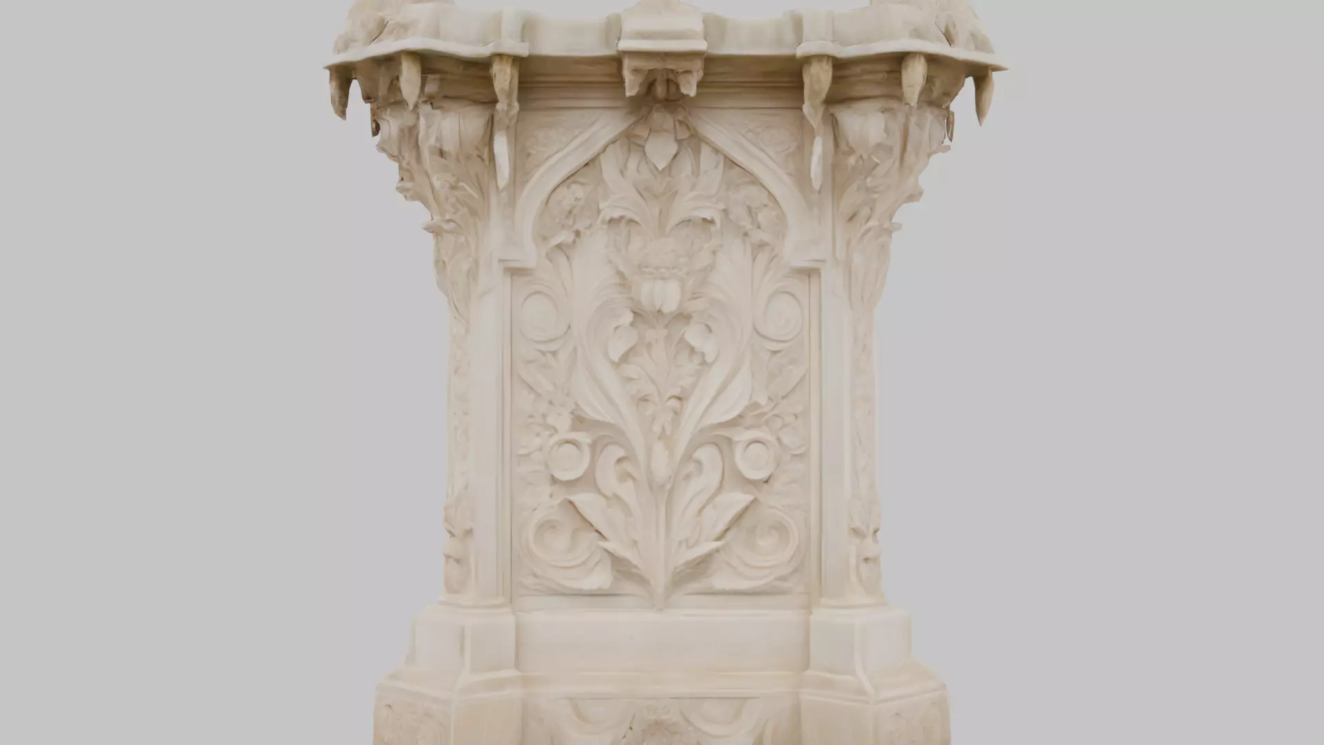 Large Ornate Wall Section Low-poly 3D model_6