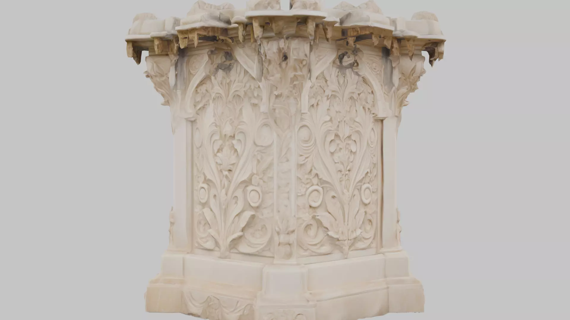 Large Ornate Wall Section Low-poly 3D model_1