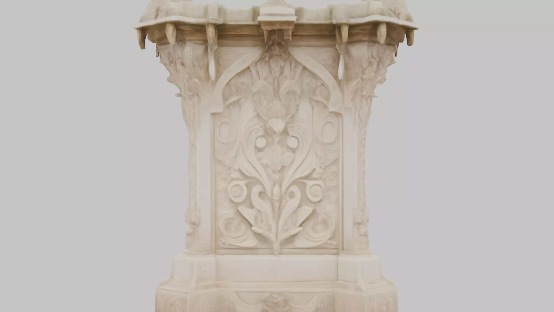 Large Ornate Wall Section Low-poly 3D model_4
